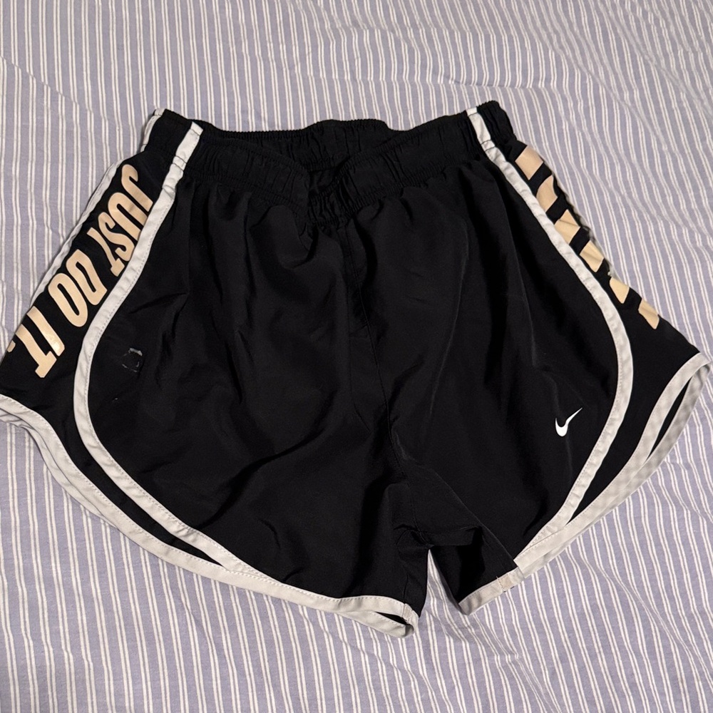 Nike Women's Black and White Athletic Shorts